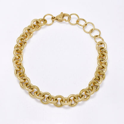 SSMB3453 - Steel 18cm + 3cm x 9mm round link bracelet