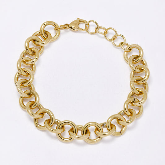 SSMB3454 - Steel 18.5cm + 3cm x 11.5mm round link bracelet