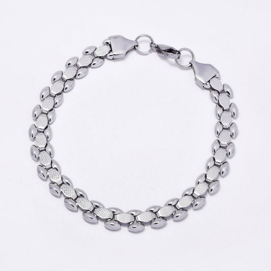 SSMB3456 - Steel 20.5cm x 8mm fancy stamped link bracelet