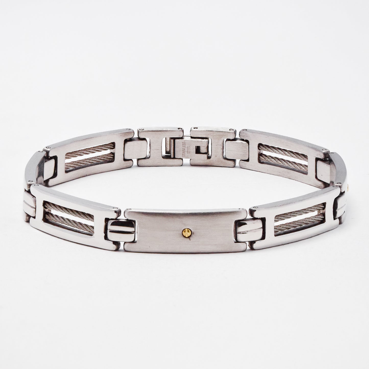 SSMB3463 - Steel 22.5cm x 9mm cable detail bracelet