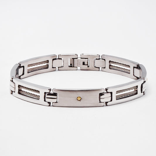SSMB3463 - Steel 22.5cm x 9mm cable detail bracelet