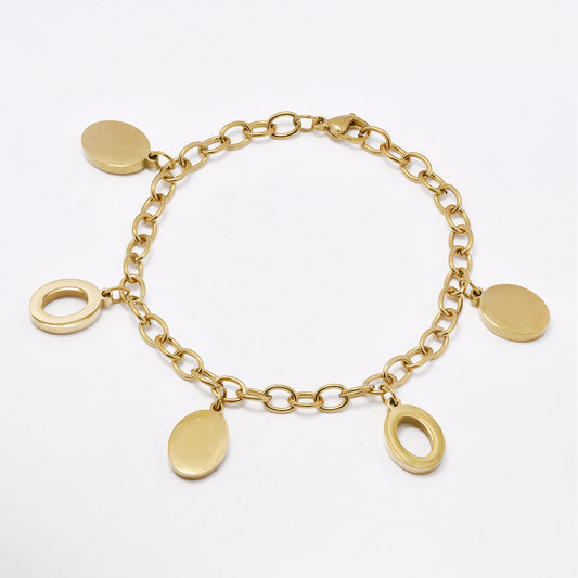 SSMB3466 - Steel 22cm x 7mm bold oval charm bracelet