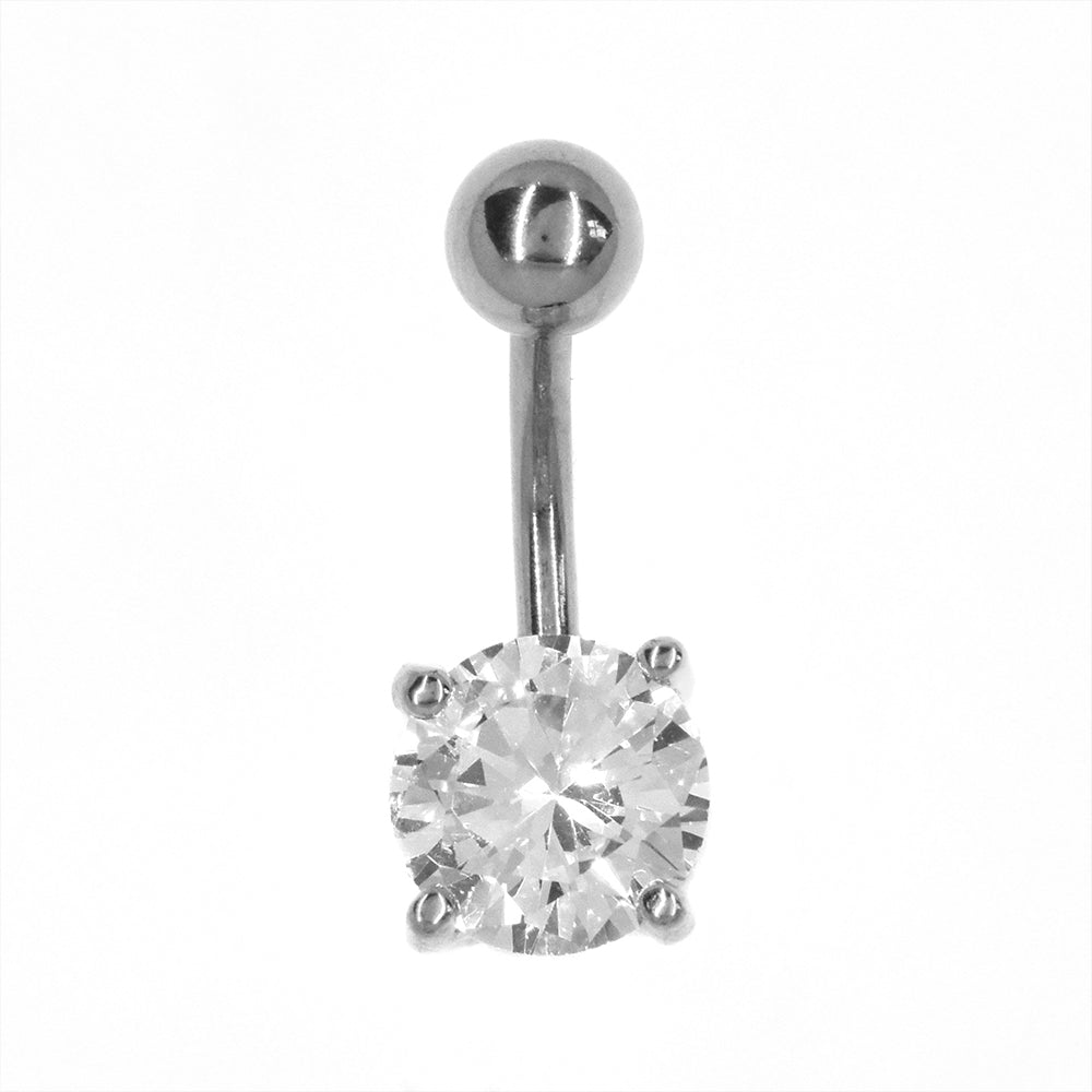 Stainless steel clawed cubic zirconia belly ring