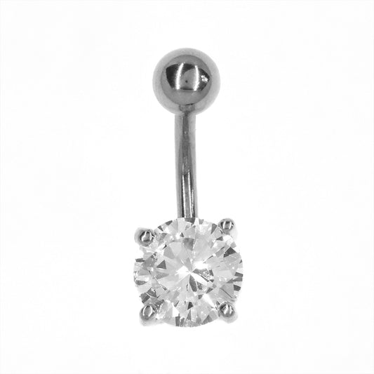 Stainless steel clawed cubic zirconia belly ring
