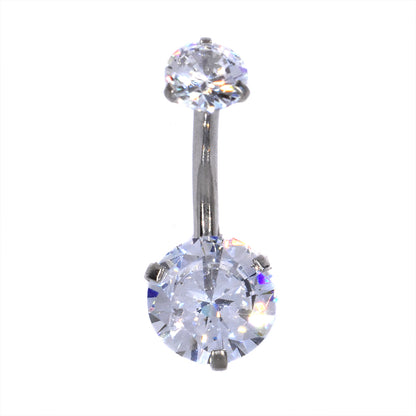 Stainless steel double cubic zirconia belly ring