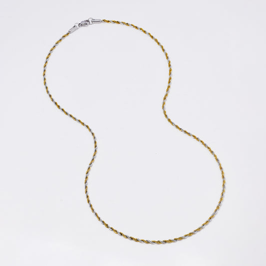 SSMN3366 - Steel 55cm x 2.5mm two-toned rope chain necklace