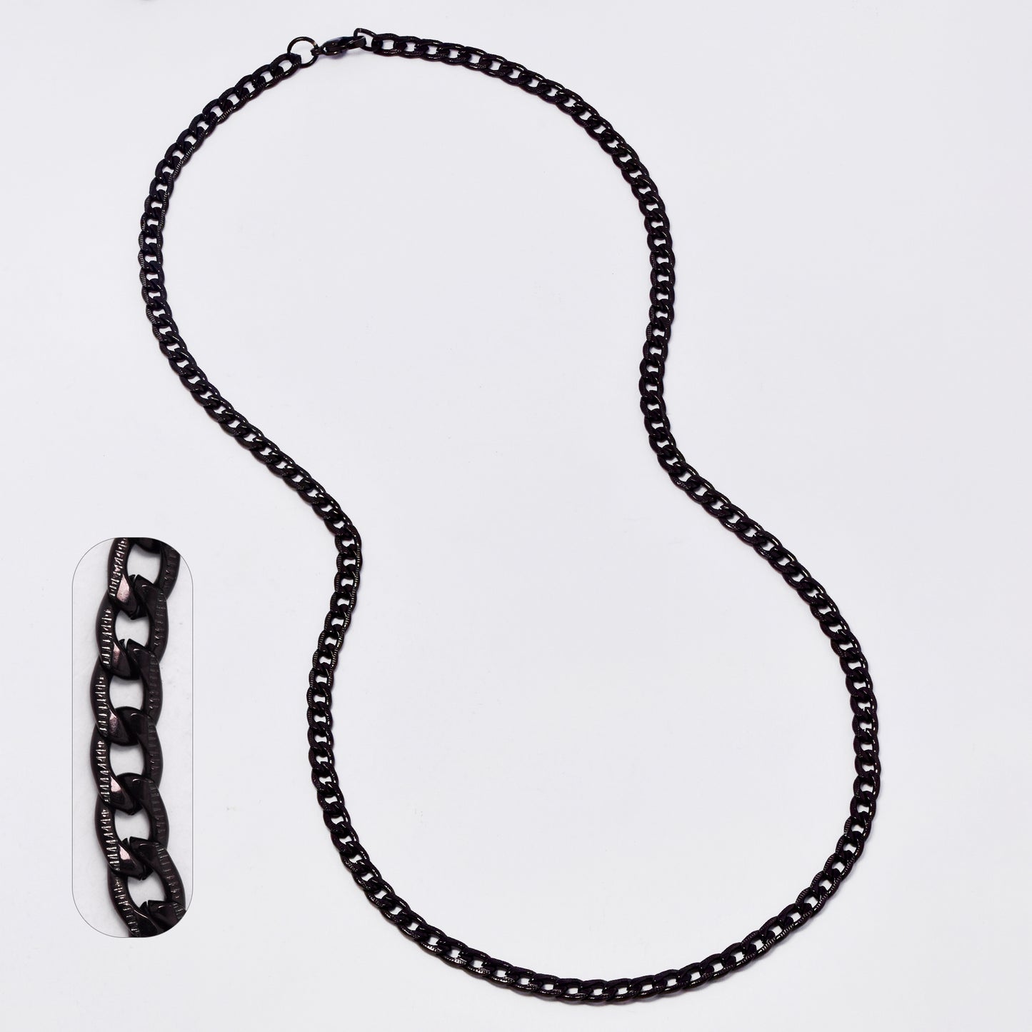 SSMC3368 - Steel 60cm x 5mm gunmetal plated textured curb chain