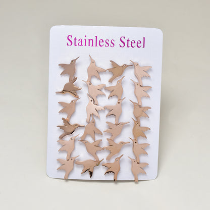 12 Pack stainless steel humming bird stud earring - SSME1015