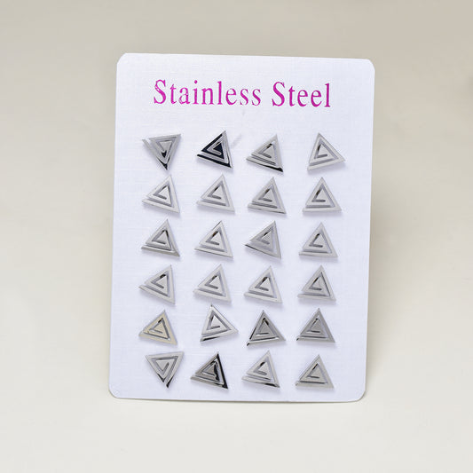 12 Pack stainless steel roman triangle stud earring - SSME1050-23