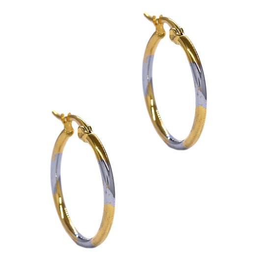 2 Tone stainless steel 23mm hoop - SSME2106