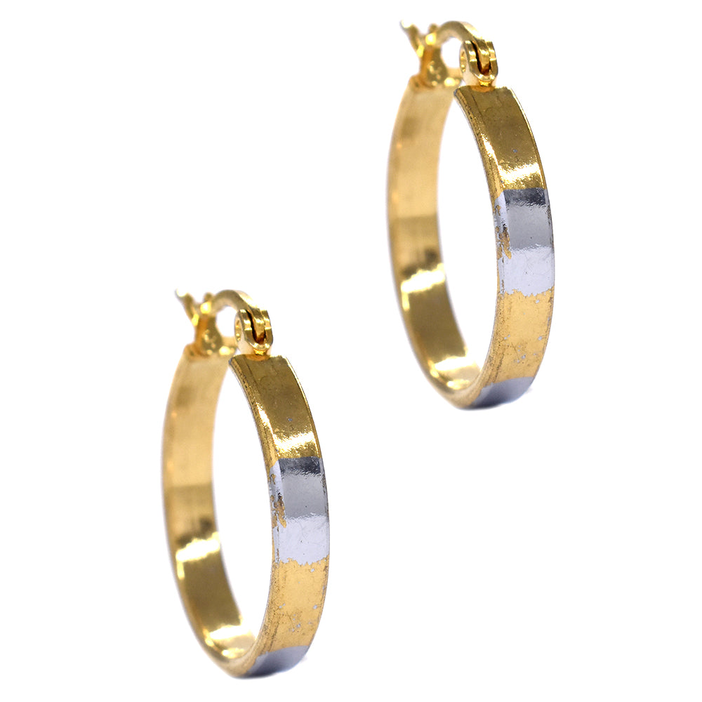 2 Tone stainless steel broad 22mm hoop - SSME2108