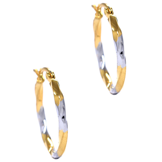 2 Tone stainless steel twisted 25mm hoop - SSME2110