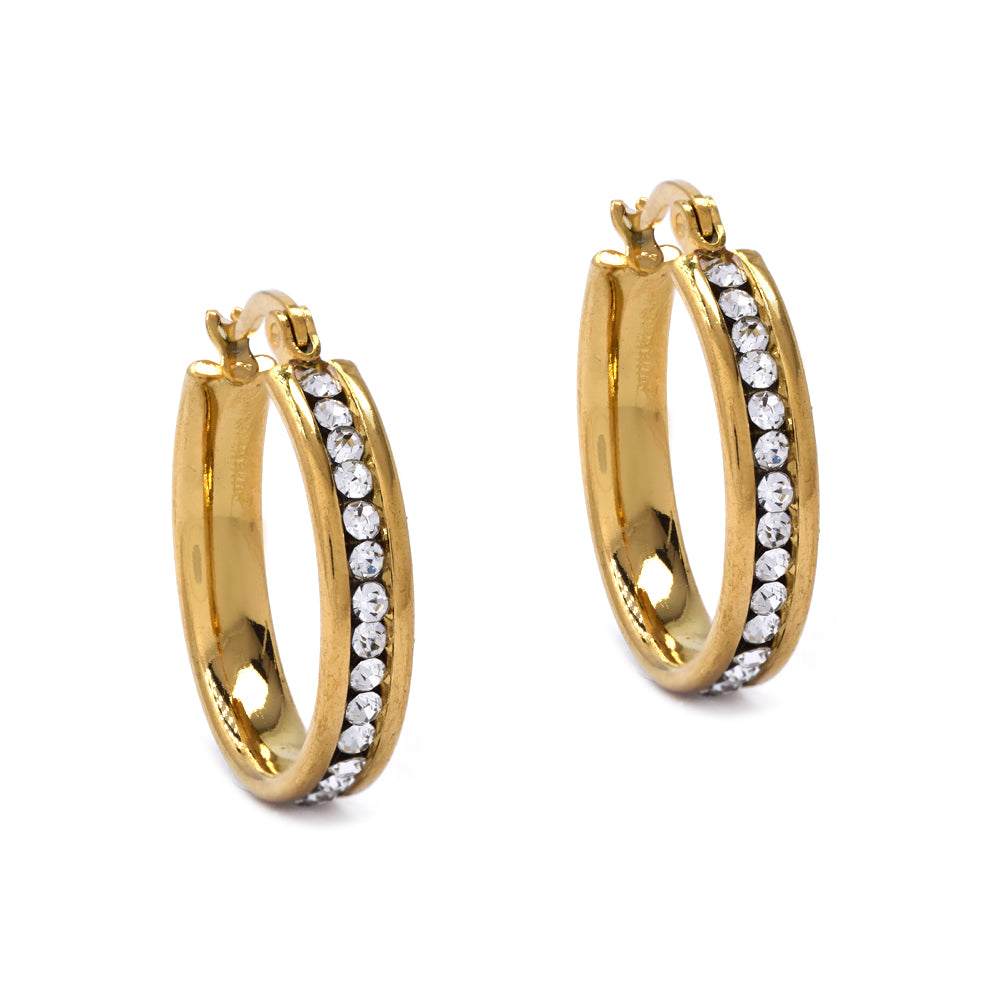 Stainless steel 25mmx5mm CZ hoop - SSME2958