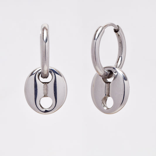 SSME3105 - Steel 14mm x 2mm hoop with coffee bean charm