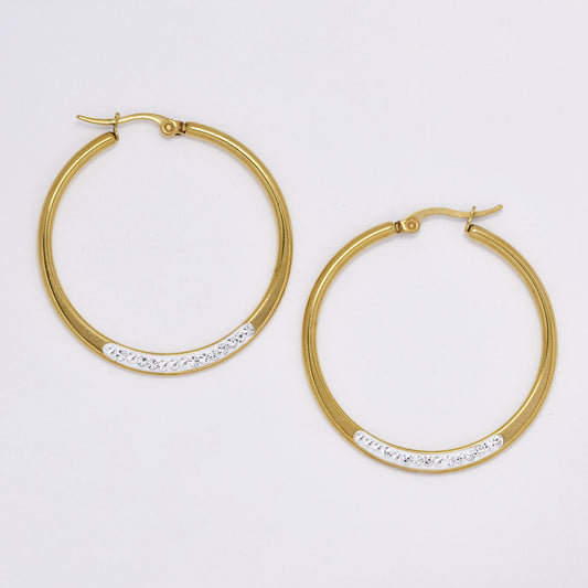 SSME3110 - Steel 40mm x 2.5mm crystal hinged hoops
