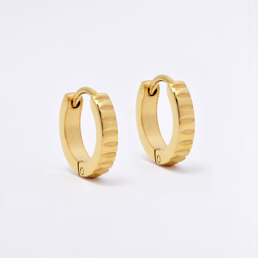 SSME3142 - Steel 13mm x 2.5mm sliced huggie earrings