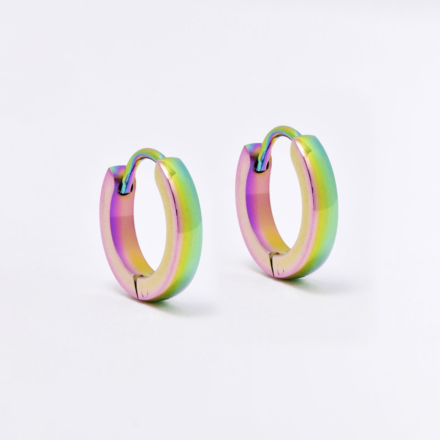SSME3152 - Steel 13mm x 2.5mm multi colour huggie earrings