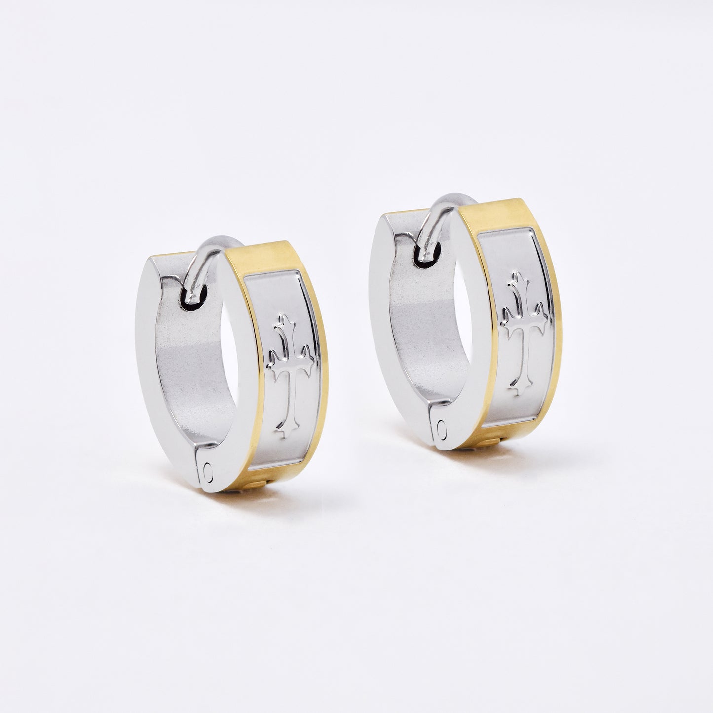 SSME3157 - Steel 13.5mm x 4mm side groove huggie earrings