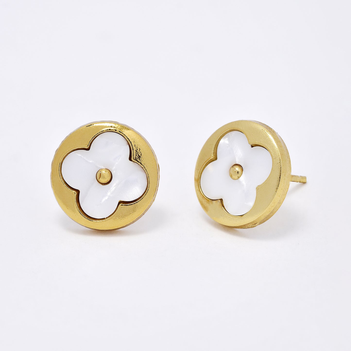 SSME3160 - Steel 2 pack 12mm round flower stud earrings