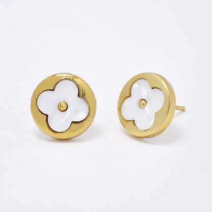 SSME3160 - Steel 2 pack 12mm round flower stud earrings