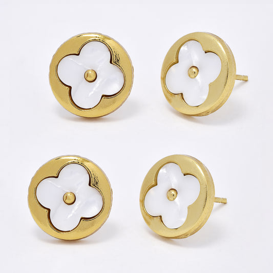 SSME3160 - Steel 2 pack 12mm round flower stud earrings