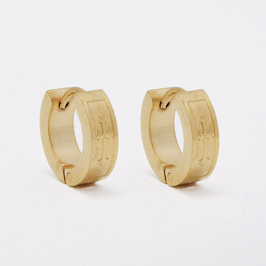 SSME3247 - Steel 13.5mm x 4mm cross huggie earring