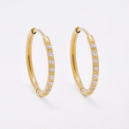SSME3249 - Steel 17mm x 1.5mm CZ hoop earring