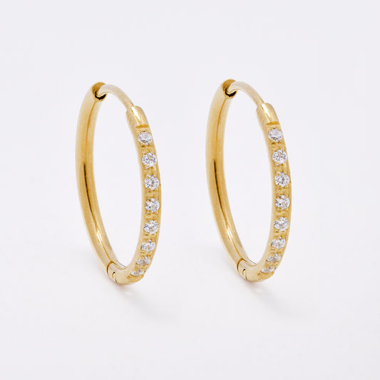 SSME3249 - Steel 17mm x 1.5mm CZ hoop earring