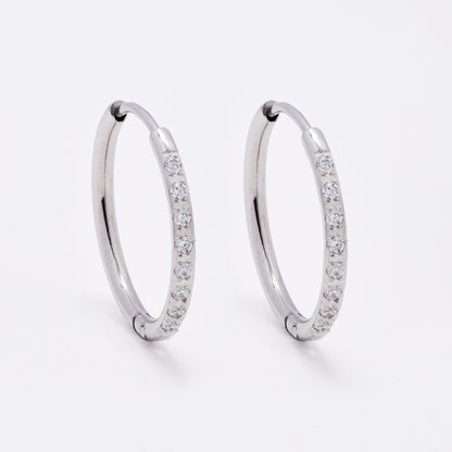 SSME3249 - Steel 17mm x 1.5mm CZ hoop earring