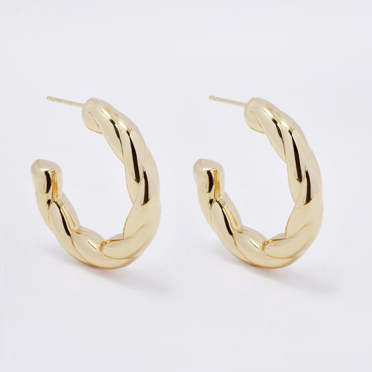 SSME3263 - Steel 32mm x 6mm twisted pin hoop earring