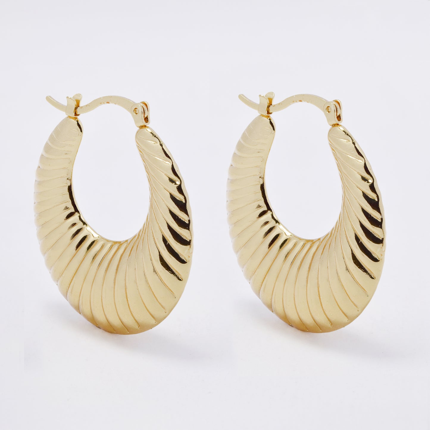 SSME3265 - Steel 38mm x 35mm x 8mm textured creole hoop earring