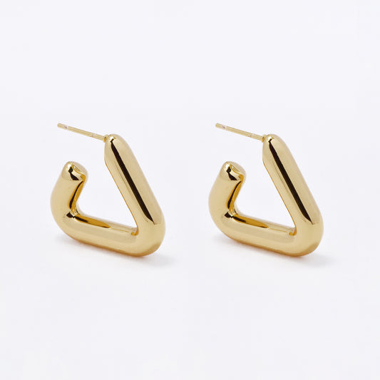 SSME3266 - Steel 22mm x 5mm triangle pin hoop earring