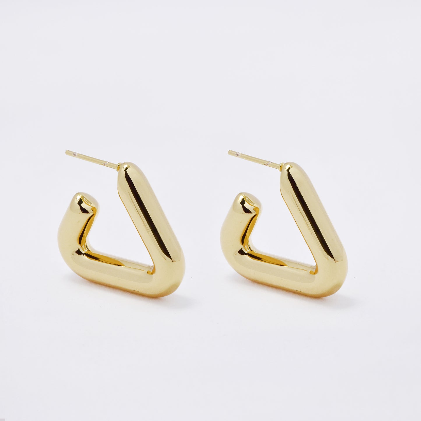 SSME3266 - Steel 22mm x 5mm triangle pin hoop earring