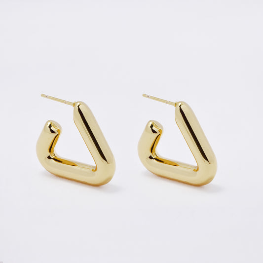 SSME3266 - Steel 22mm x 5mm triangle pin hoop earring