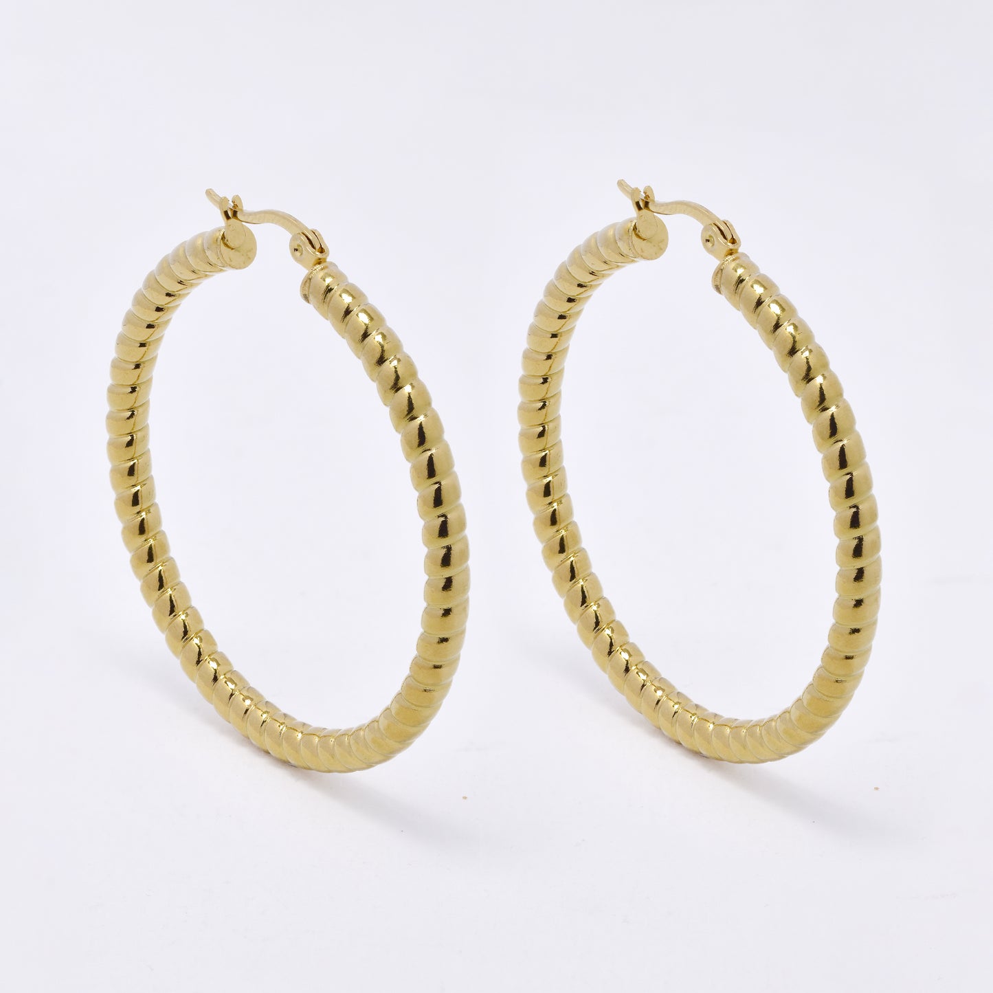 SSME3309 - Steel 54mm x 4mm twisted hoop earring