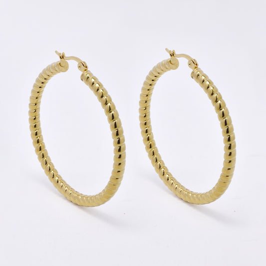 SSME3309 - Steel 54mm x 4mm twisted hoop earring