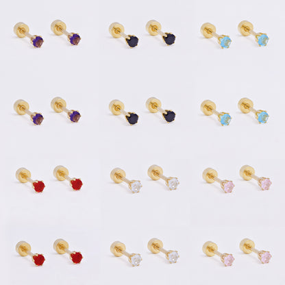 SSME3467 - Steel 12-pack 3mm round CZ stud earring with flat back closure