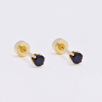 SSME3467 - Steel 12-pack 3mm round CZ stud earring with flat back closure