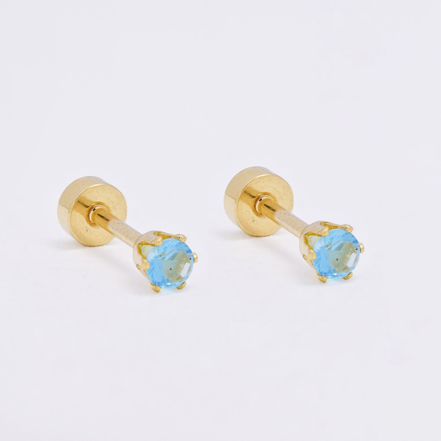 SSME3467 - Steel 12-pack 3mm round CZ stud earring with flat back closure