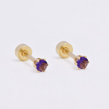 SSME3467 - Steel 12-pack 3mm round CZ stud earring with flat back closure