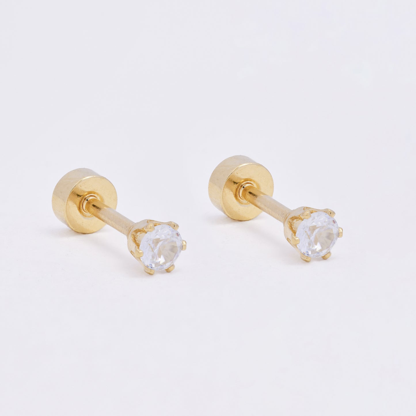 SSME3467 - Steel 12-pack 3mm round CZ stud earring with flat back closure