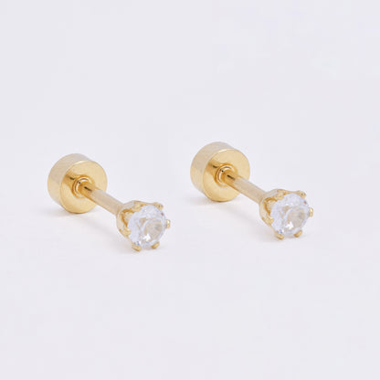 SSME3467 - Steel 12-pack 3mm round CZ stud earring with flat back closure