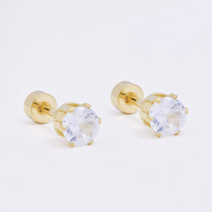 SSME3468 - Steel 12-pack 3, 4 & 5mm round CZ stud earring with flat back closure