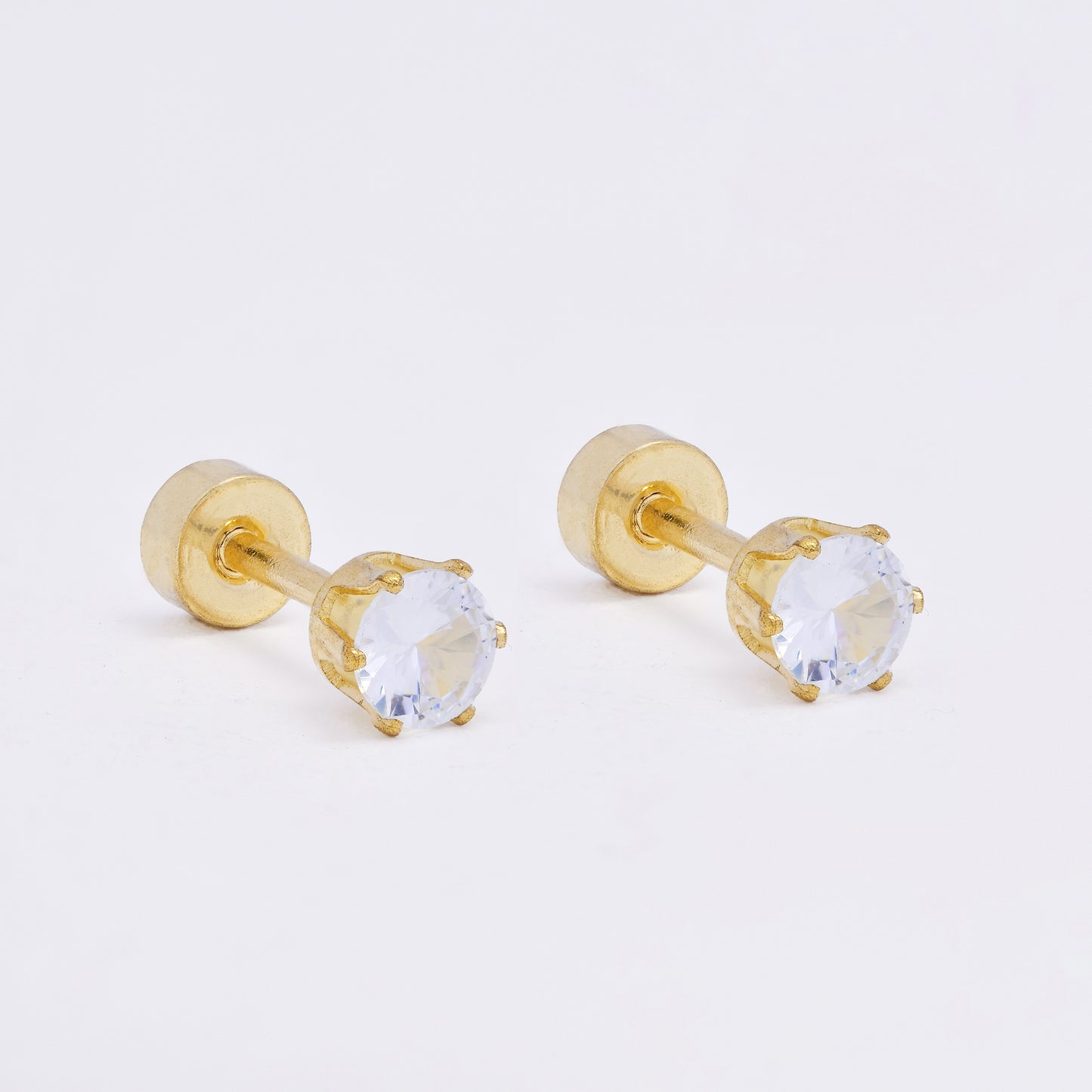 SSME3468 - Steel 12-pack 3, 4 & 5mm round CZ stud earring with flat back closure
