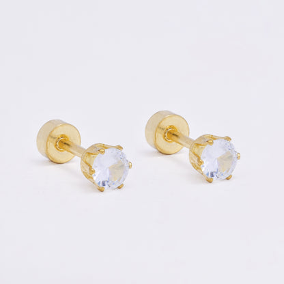 SSME3468 - Steel 12-pack 3, 4 & 5mm round CZ stud earring with flat back closure