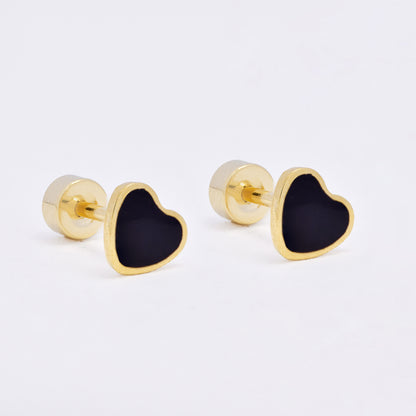 SSME3471 - Steel 12-pack  5.5mm x 6mm enamel heart stud earring with flat back closure