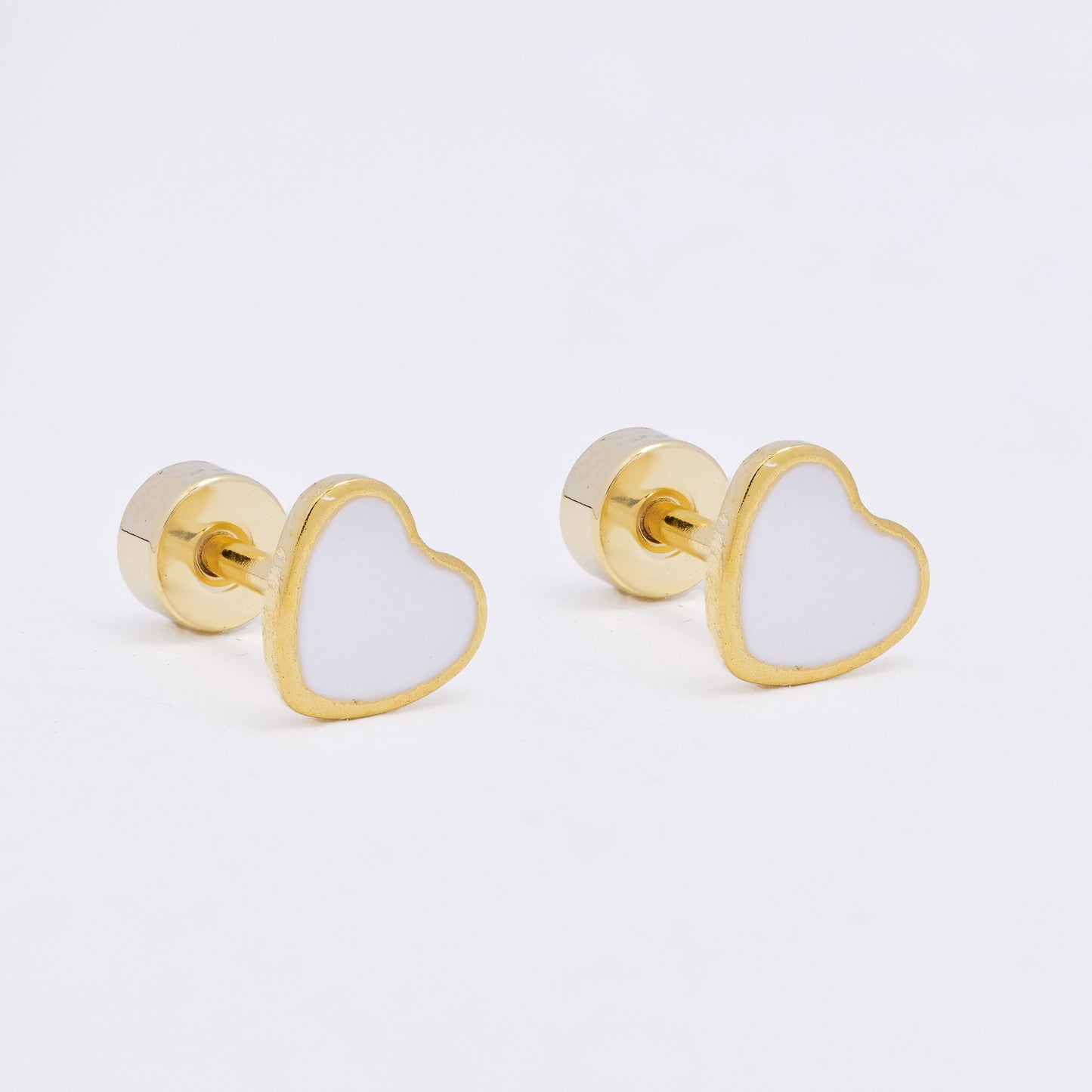 SSME3471 - Steel 12-pack  5.5mm x 6mm enamel heart stud earring with flat back closure