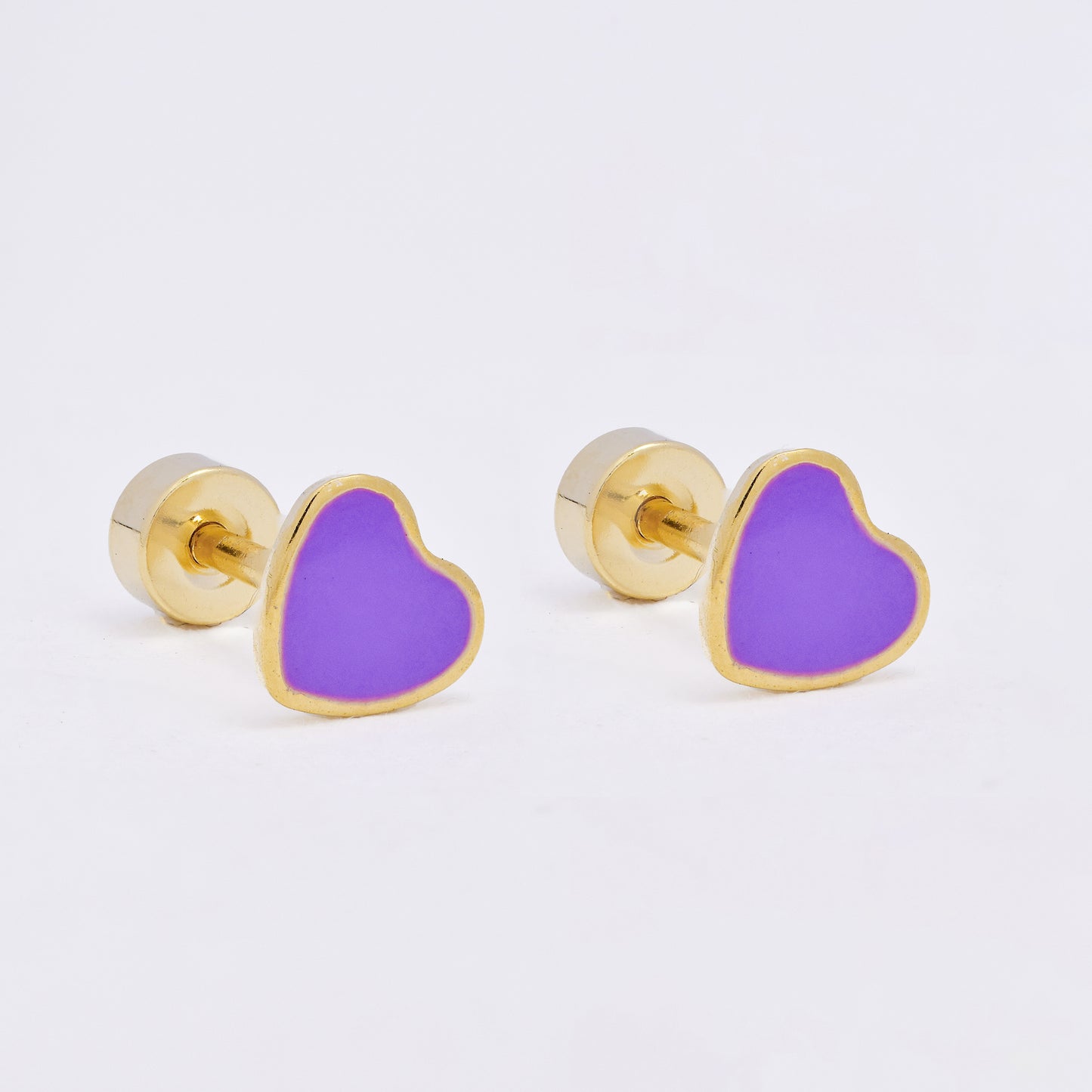 SSME3471 - Steel 12-pack  5.5mm x 6mm enamel heart stud earring with flat back closure