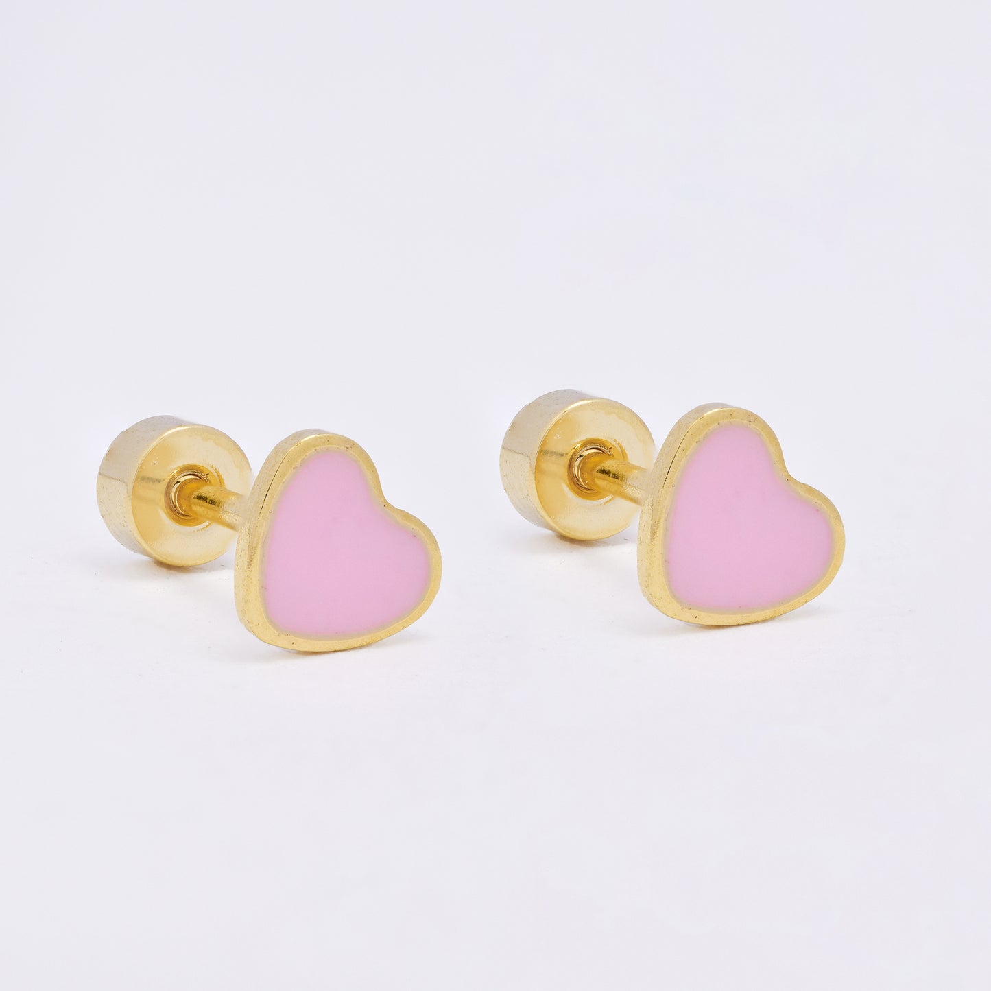 SSME3471 - Steel 12-pack  5.5mm x 6mm enamel heart stud earring with flat back closure