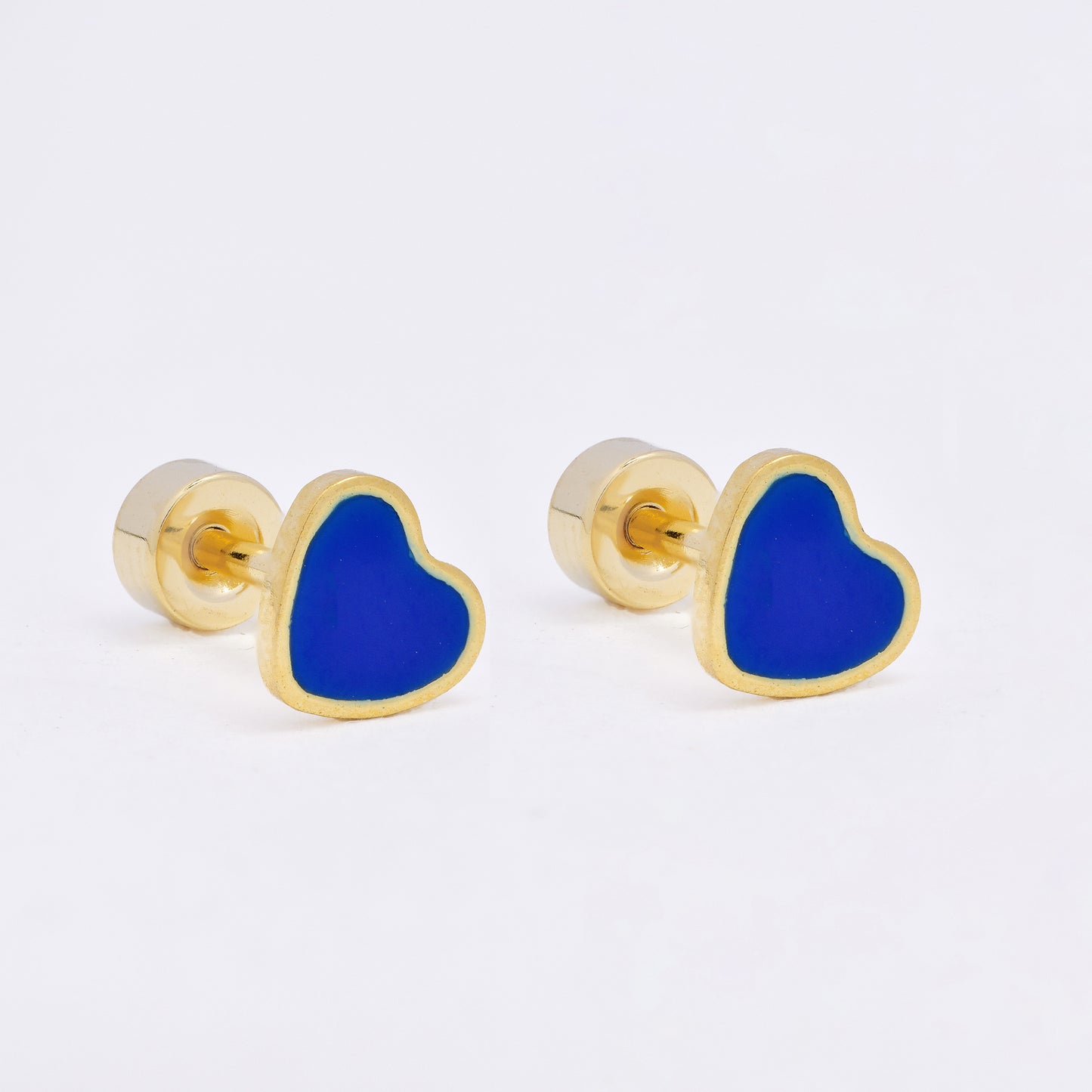 SSME3471 - Steel 12-pack  5.5mm x 6mm enamel heart stud earring with flat back closure